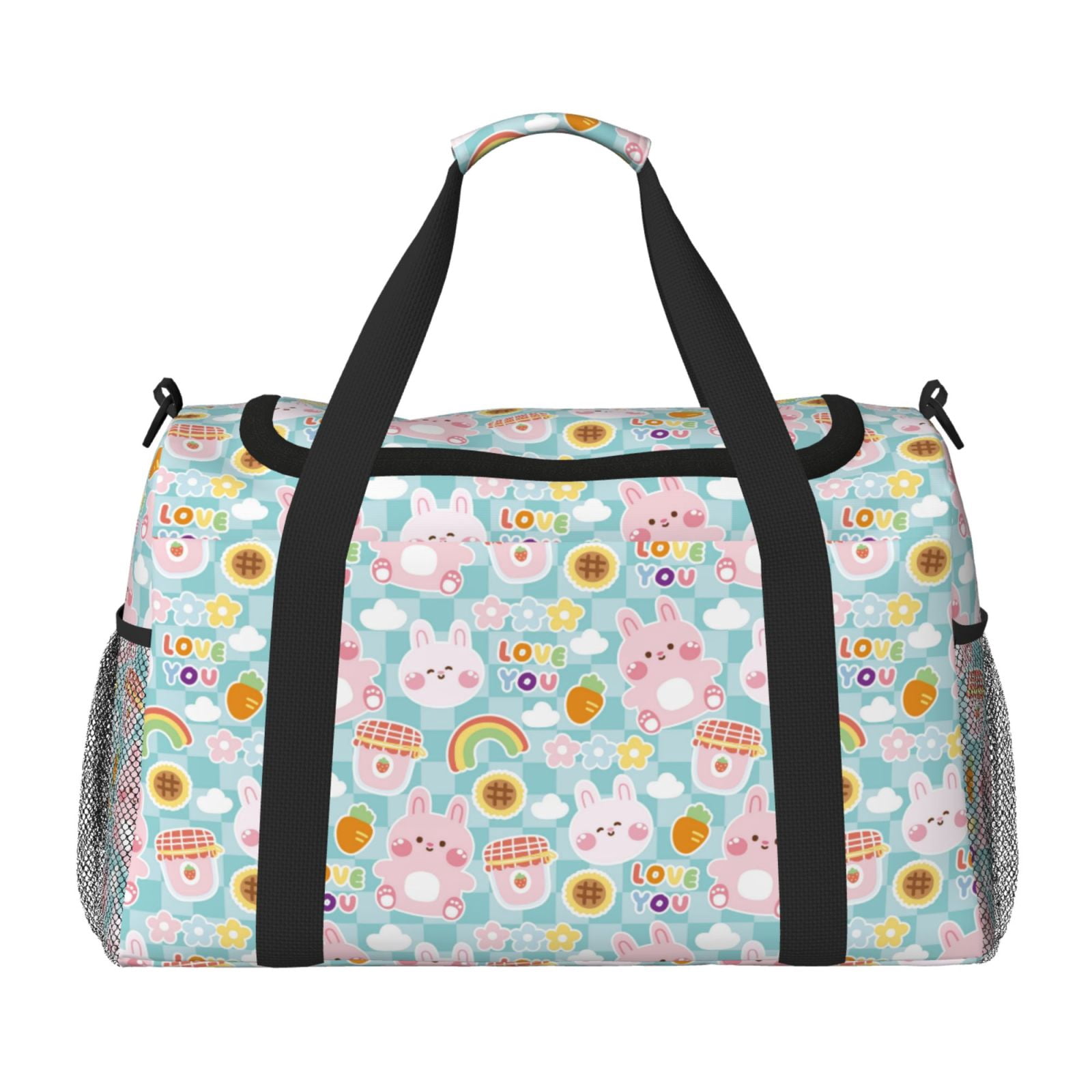 Fuzoiu Love You Rabbit Print Travel Duffle Bag,Carry On Tote Bags,Duffel Bag,Sport Gym Bag, Hospital Bag for Labor and Delivery, Overnight Bag,Luggage Bag