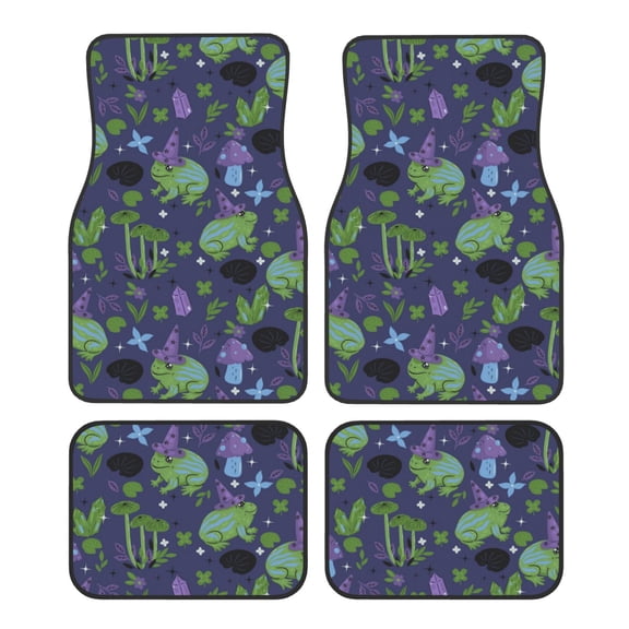 Fuzoiu Magic Toads in Hats Print Carpet Floor Mats for Car,Car Foot Mat Set,Universal Fit 4 Piece Mat Pad Set,Fits Most Cars Trucks Vans Sedans SUV Auto Carpet Mat Se