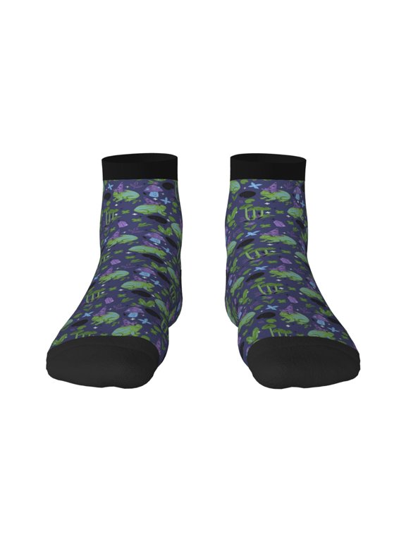 Magic Toads in Hats Print Adult Socks, Crew Moisture-wicking Socks, Unisex Cushion Crew Socks,Casual Sports Ankle Socks