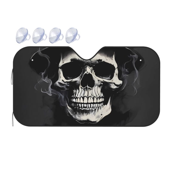 Fuzoiu Magician Hat Skull Print Car Windshield Sunshade,Foldable Reflective Sun Visor,Windshield Sun Shade,UV Rays Sun Visor Shade,Auto Front Sun Shield Shade-Small