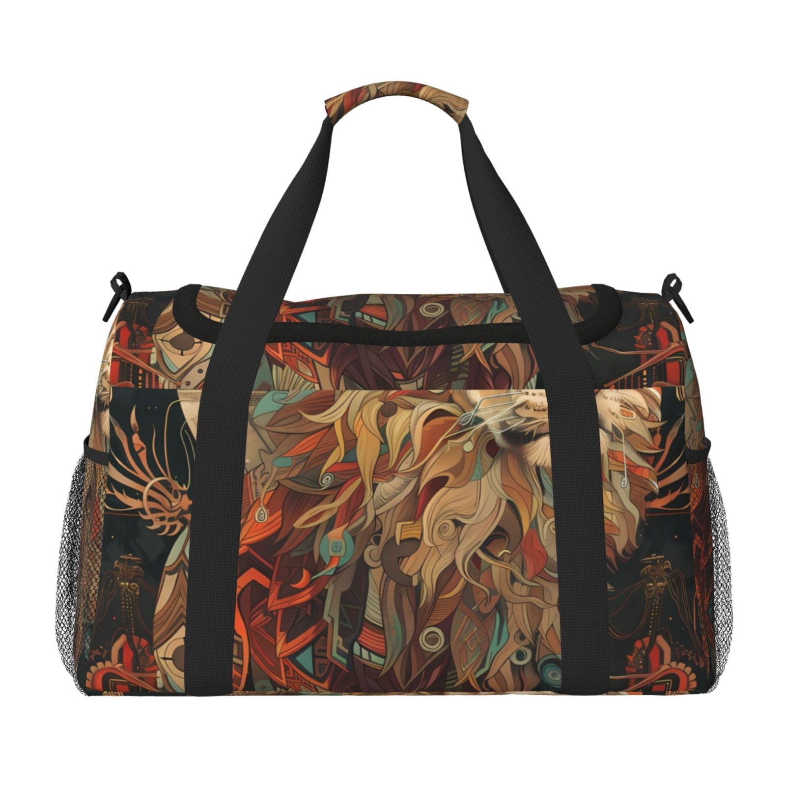 Fuzoiu Majestic Cosmic Lion Print Travel Duffle Bag,Carry On Tote Bags,Duffel Bag,Sport Gym Bag, Hospital Bag for Labor and Delivery, Overnight Bag,Luggage Bag