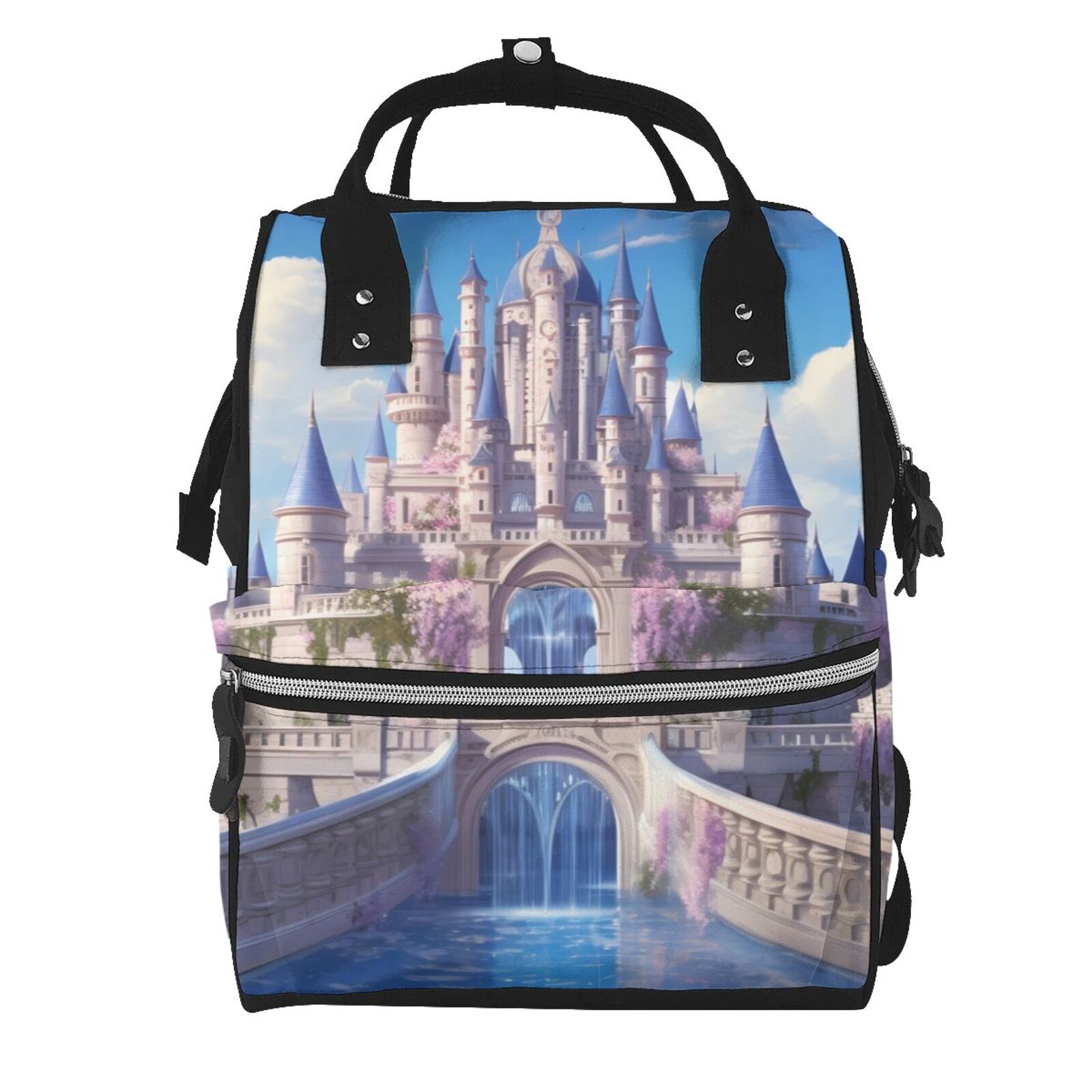 Fuzoiu Majestic Fantasy Castle Print Diaper Bag Backpack,Baby Essentials Travel Tote,Multi function Waterproof Diaper Bag, Travel Essentials Baby Bag - Unisex