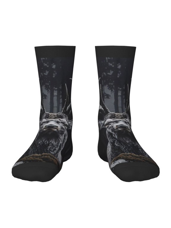 Majestic Forest Stag Print Kids Socks For Boys Girls,Grip Crew Socks with Non Slip,Lightweight Stretch Crew Socks,Toddlers Crew Boot Socks
