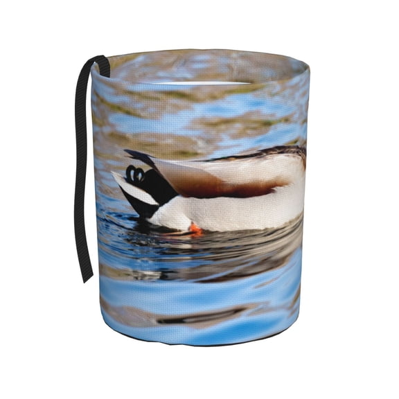 Fuzoiu Mallard Duck Swimming In A River Print Car Trash Can,Leakproof Car Trash Can,Hanging Garbage Bin,Vehicle Trash Can, Suitable for Sedans, SUVs, MPVs & Trucks