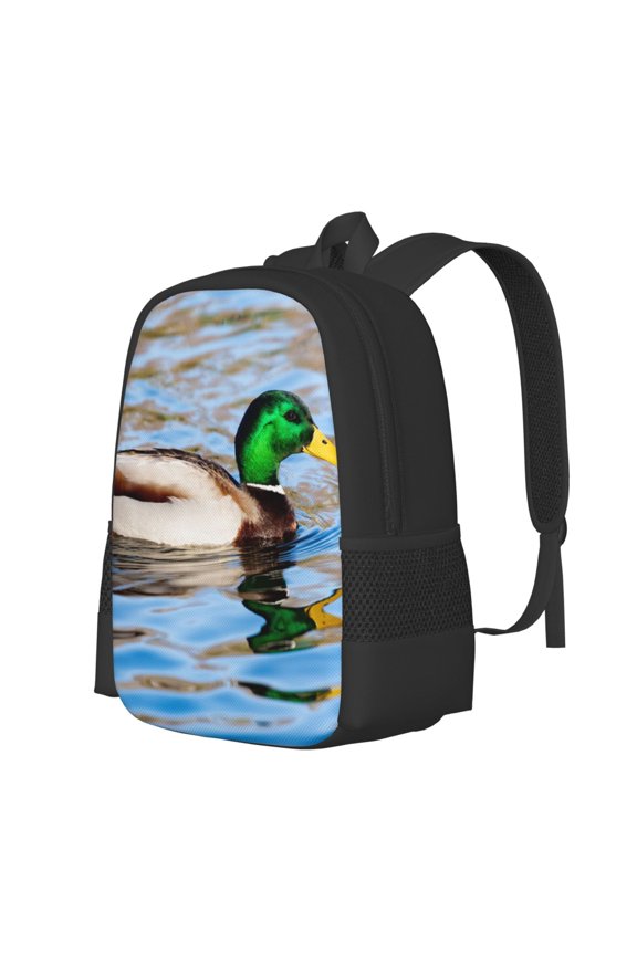 Mallard Duck Swimming In A River Print Large Capacity Backpack,Travel Backpack,Laptop Bag,College School Rucksack Bag,for School, Travel & Outdoor Activities