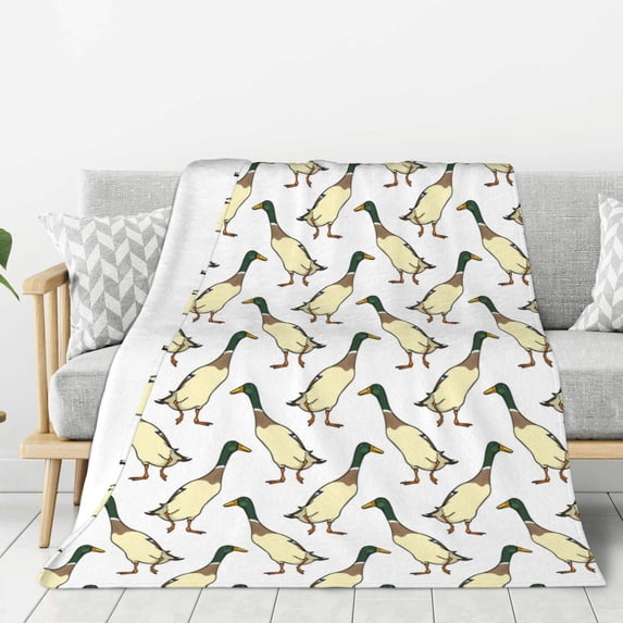 Fuzoiu Mallard Ducks Print Flannel Throw Blanket,Light Weight Warm Decorative,Throw Blanket Cover for Sofa, Couch, Bedroom,Travel-60"x50"