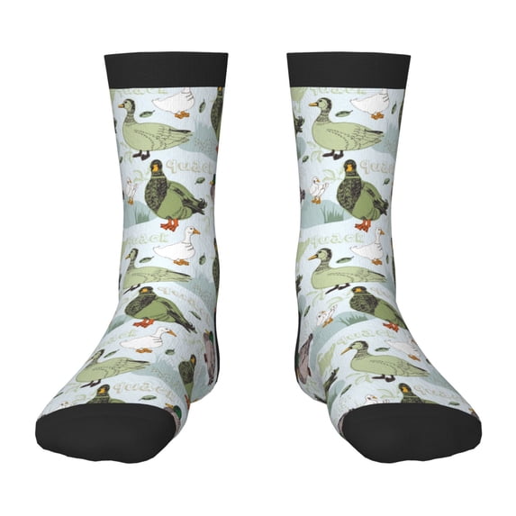 Fuzoiu Mallard Ducks Wild Birds Print Kids Socks For Boys Girls,Grip Crew Socks with Non Slip,Lightweight Stretch Crew Socks,Toddlers Crew Boot Socks