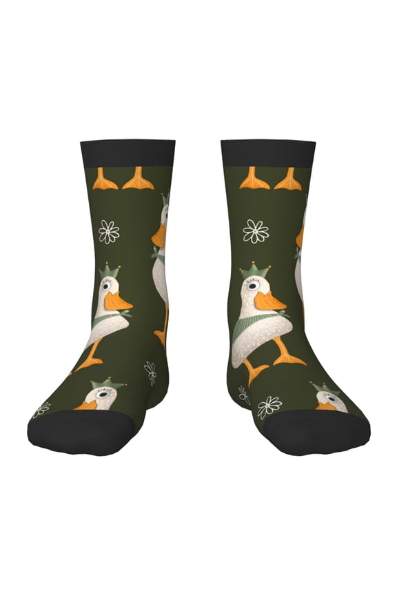 Mallard Ducks Wild Birds Print Kids Socks For Boys Girls,Grip Crew Socks with Non Slip,Lightweight Stretch Crew Socks,Toddlers Crew Boot Socks
