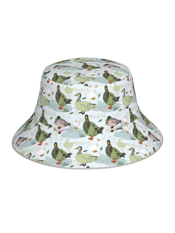 Mallard Ducks Wild Birds Print Reflective Bucket Hat,Outdoor Hat for Men and Women,Bucket Hat for Travel Fishing Hunting Summer Camp