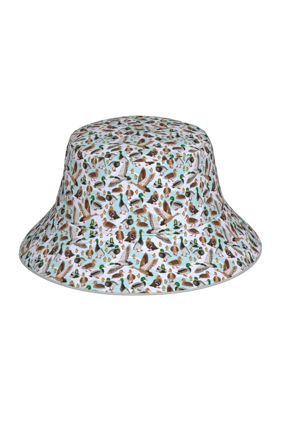 Mallard Ducks Wild Birds1 Print Reflective Bucket Hat,Outdoor Hat for Men and Women,Bucket Hat for Travel Fishing Hunting Summer Camp