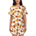 thumbnail image 1 of Fuzoiu Maple Leaf Print Women's Short-Sleeved Pajama Set,Lounge Sleepwear Set,Womens Pajama Sets 2 Piece,Button-Up Top and Shorts with Pockets-4X-Large, 1 of 7