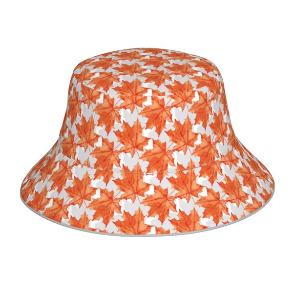 Fuzoiu Maple Leaves A Print Reflective Bucket Hat,Outdoor Hat for Men and Women,Bucket Hat for Travel Fishing Hunting Summer Camp