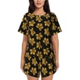 thumbnail image 1 of Fuzoiu Maple Leaves With Leopard Print Women's Short-Sleeved Pajama Set,Lounge Sleepwear Set,Womens Pajama Sets 2 Piece,Button-Up Top and Shorts with Pockets-3X-Large, 1 of 7