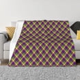 thumbnail image 1 of Fuzoiu Mardi Gras Plaid Print Flannel Blanket,Throw Blanket,Flannel Home Decor,Fleece Bed Blankets,Cozy Soft Blanket for Bed, Sofa, Camping, and Travel-80"x60", 1 of 6