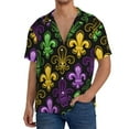 thumbnail image 1 of Fuzoiu Mardi Gras1 Print Men's Casual Short,Men's Short Sleeve Shirt,Mens Casual Button Down Shirts,Cuban Collar Summer Shirt for Beach, Vacation, and Outdoor Activities-Large, 1 of 5