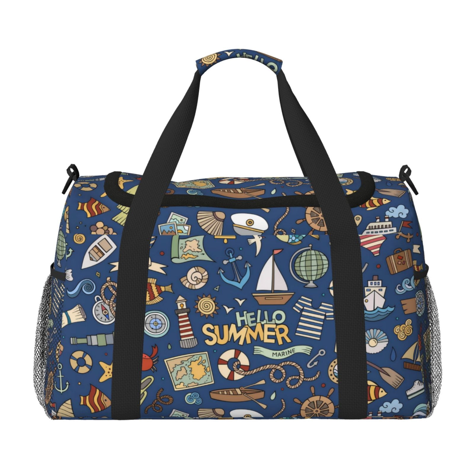 Fuzoiu Marine Nautical Print Travel Duffle Bag,Carry On Tote Bags,Duffel Bag,Sport Gym Bag, Hospital Bag for Labor and Delivery, Overnight Bag,Luggage Bag
