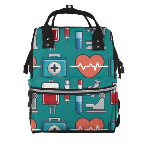 Fuzoiu Medical Elements Print Diaper Bag Backpack,Baby Essentials Travel Tote,Multi function Waterproof Diaper Bag, Travel Essentials Baby Bag - Unisex