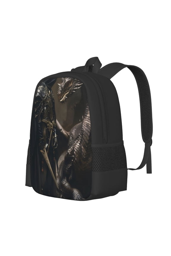Medieval Knight And Dragon Print Large Capacity Backpack,Travel Backpack,Laptop Bag,College School Rucksack Bag,for School, Travel & Outdoor Activities