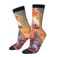 thumbnail image 1 of Fuzoiu Meditating Cute Horse Print Athletic Crew Socks for Men & Women,Casual Crew Socks,Above Ankle Crew Socks for Business, Casual, 1 of 6