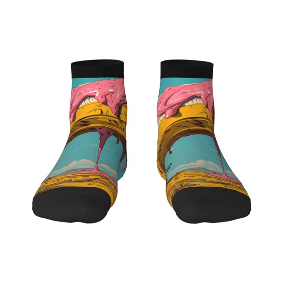 Fuzoiu Melting Banana Fantasy Print Adult Socks, Crew Moisture-wicking Socks, Unisex Cushion Crew Socks,Casual Sports Ankle Socks