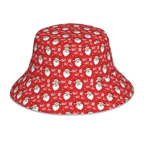 Fuzoiu Merry Christmas Santa Claus A Print Reflective Bucket Hat,Outdoor Hat for Men and Women,Bucket Hat for Travel Fishing Hunting Summer Camp