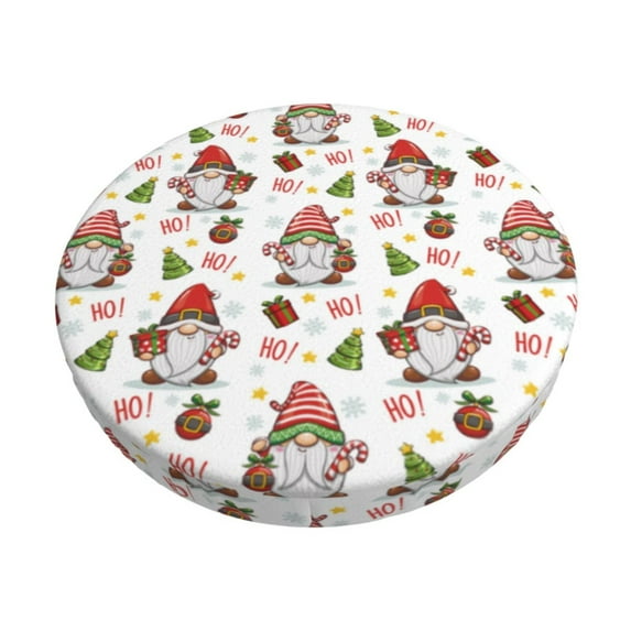 Fuzoiu Merry Christmas Santa Print Bar Stool Cushions, Super Breathable Round Bar Stool Covers,Seat Cushion Round- One Cushion Only-14 inch