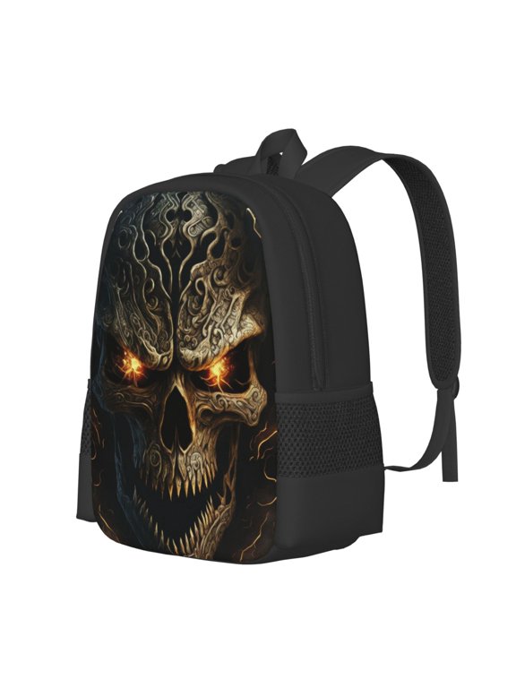 Metal Evil Skull Print Large Capacity Backpack,Travel Backpack,Laptop Bag,College School Rucksack Bag,for School, Travel & Outdoor Activities