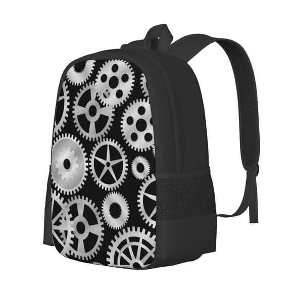 Fuzoiu Metallic Gears Print Large Capacity Backpack,Travel Backpack,Laptop Bag,College School Rucksack Bag,for School, Travel & Outdoor Activities