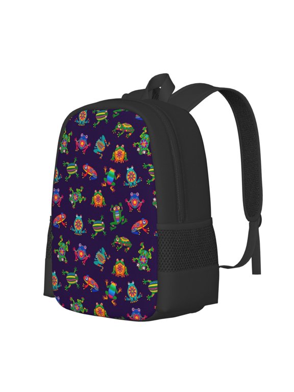 Mexican Frogs Print Large Capacity Backpack,Travel Backpack,Laptop Bag,College School Rucksack Bag,for School, Travel & Outdoor Activities
