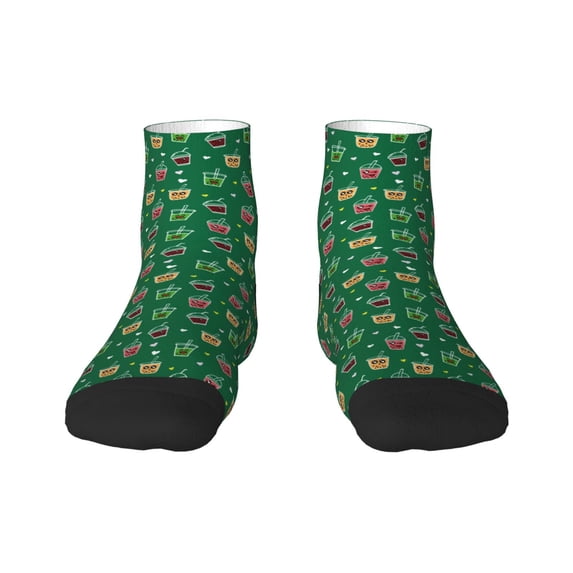 Fuzoiu Milk Tea Print Adult Socks, Crew Moisture-wicking Socks, Unisex Cushion Crew Socks,Casual Sports Ankle Socks