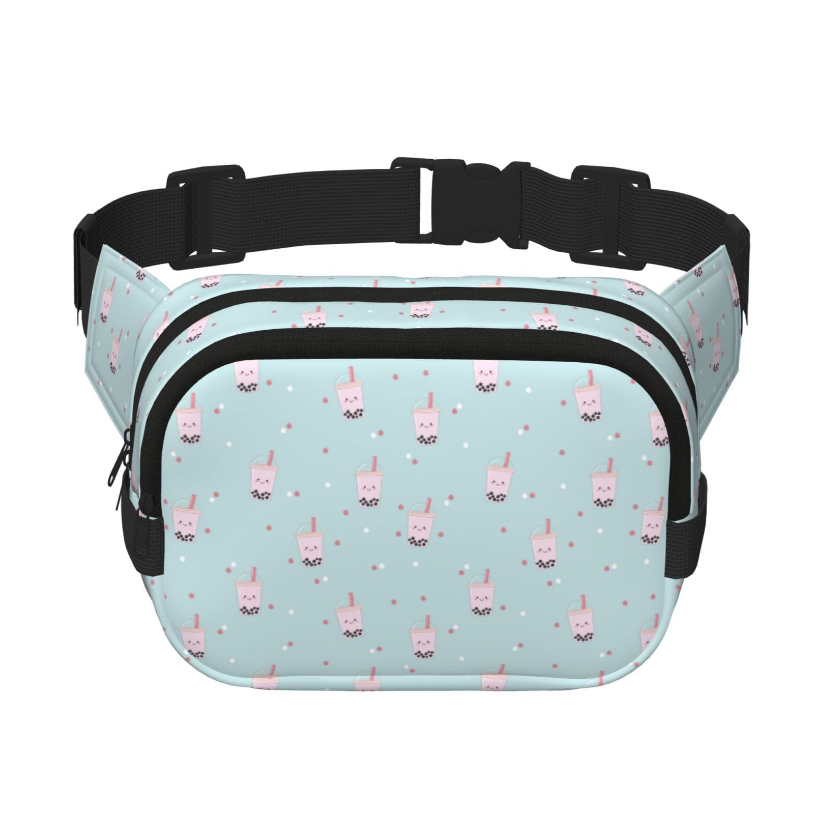 Fuzoiu Milk Tea1 Print Unisex Square Double Layer Waist Bag,Crossbody Fanny Pack Travel Workout Accessory