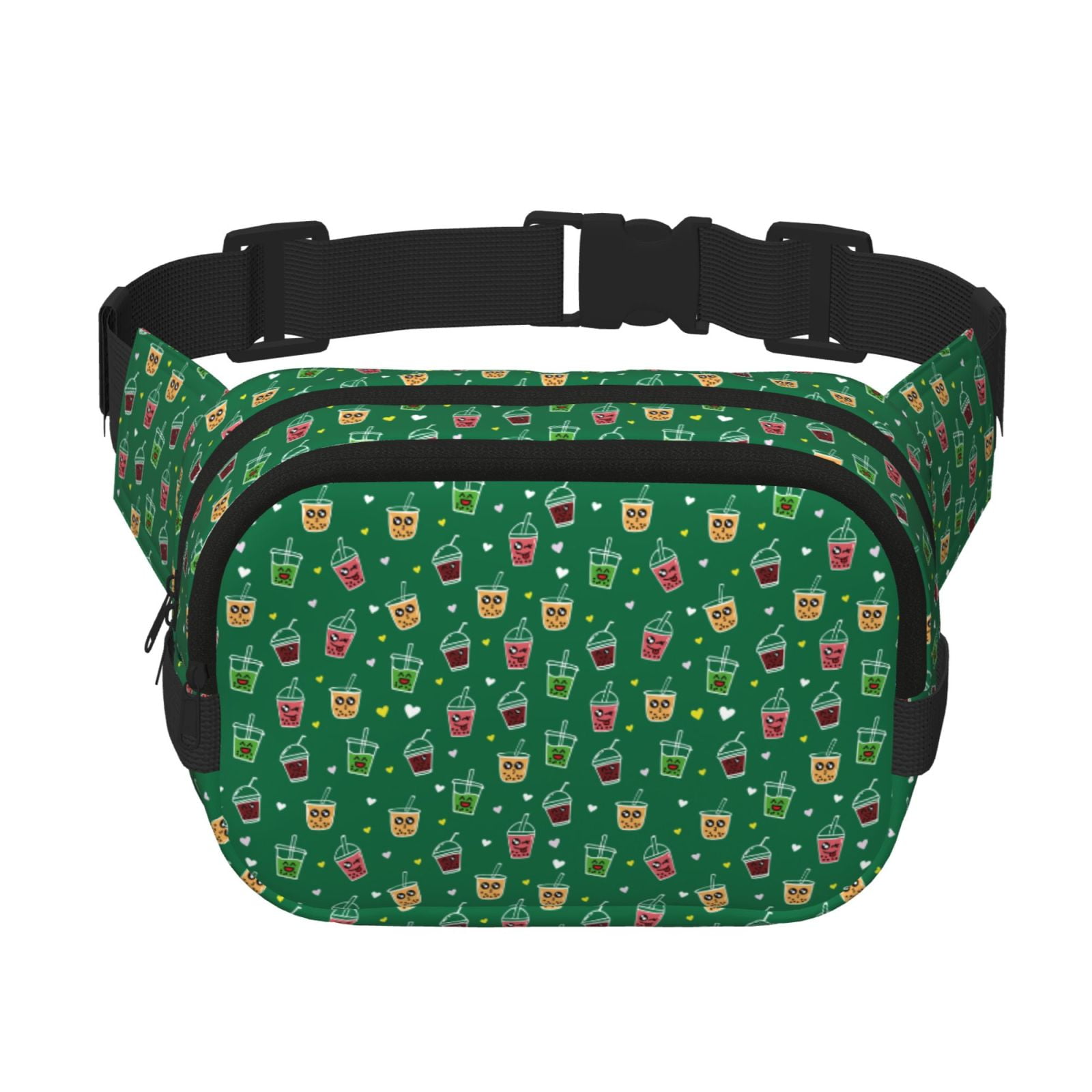 Fuzoiu Milk Tea3 Print Unisex Square Double Layer Waist Bag,Crossbody Fanny Pack Travel Workout Accessory