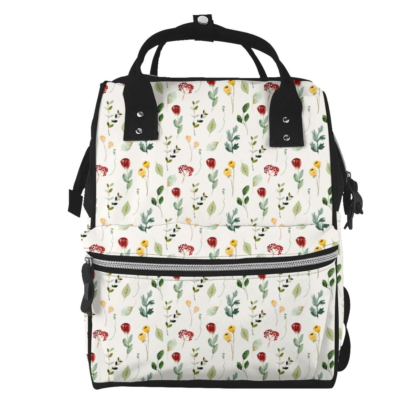 Fuzoiu Mini Wildflower Watercolor Print Diaper Bag Backpack,Baby Essentials Travel Tote,Multi function Waterproof Diaper Bag, Travel Essentials Baby Bag - Unisex