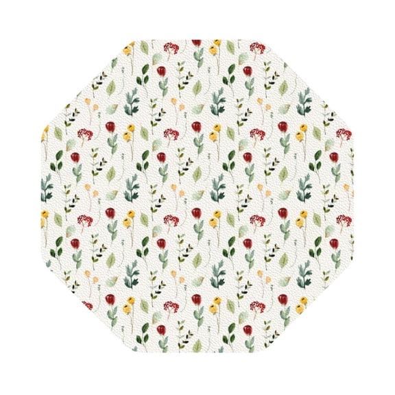 Fuzoiu Mini Wildflower Watercolor Print Leather Coasters Set,Drink Coasters Set of 6,for Tabletop Protection, Durable PVC Coasters,Home Décor and Housewarming Gift,Octagon