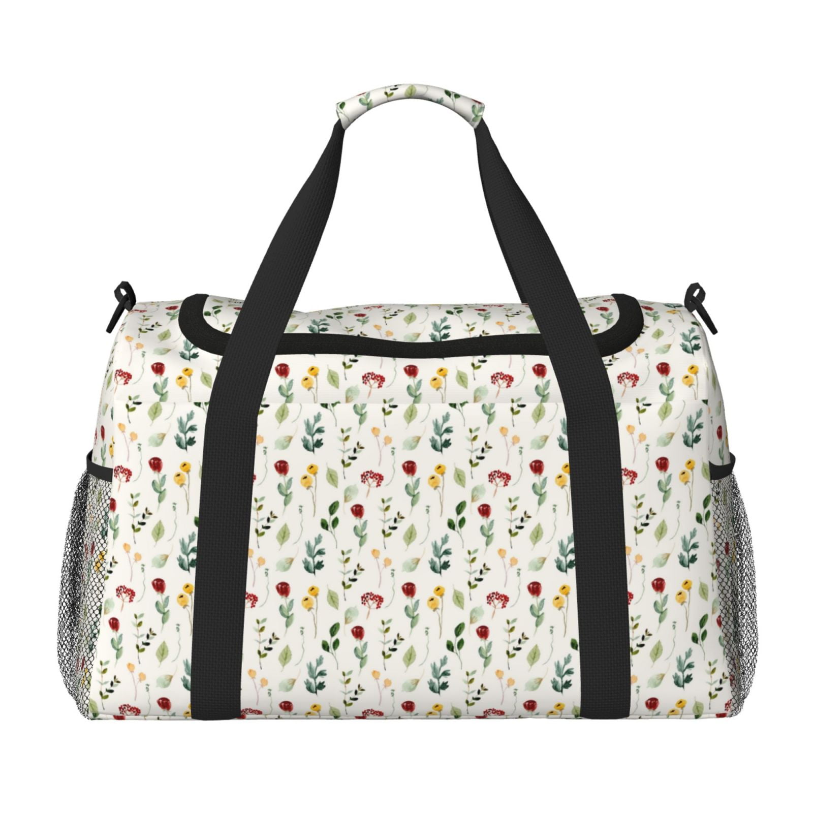 Fuzoiu Mini Wildflower Watercolor Print Travel Duffle Bag,Carry On Tote Bags,Duffel Bag,Sport Gym Bag, Hospital Bag for Labor and Delivery, Overnight Bag,Luggage Bag