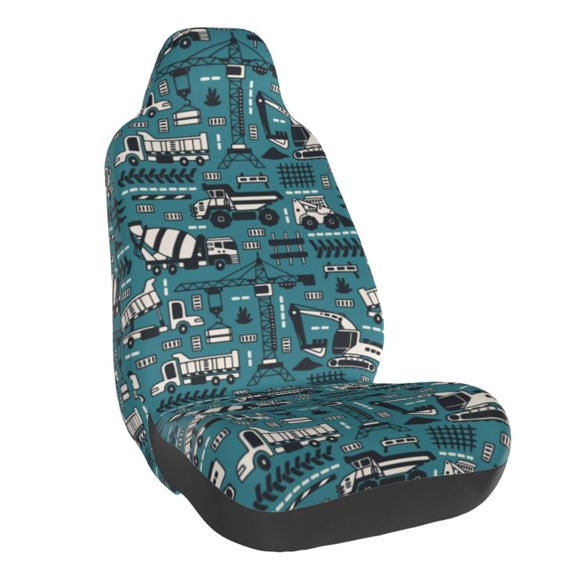 Fuzoiu Modern Excavator Print Elastic Car Seat Covers, Seat Cover Protector,Universal Fit Interior Covers for Most Cars,Washable Seat Cover Non Slip for SUV,Sedan,Van