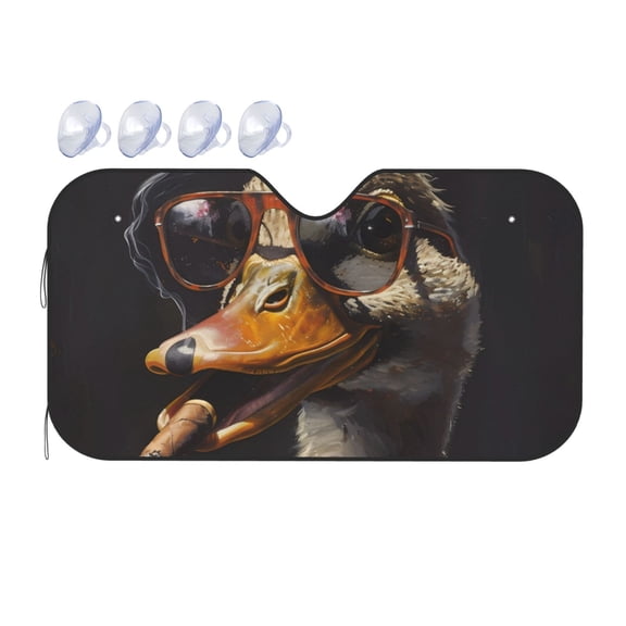Fuzoiu Modern Funny Duck Print Car Windshield Sunshade,Foldable Reflective Sun Visor,Windshield Sun Shade,UV Rays Sun Visor Shade,Auto Front Sun Shield Shade-Medium