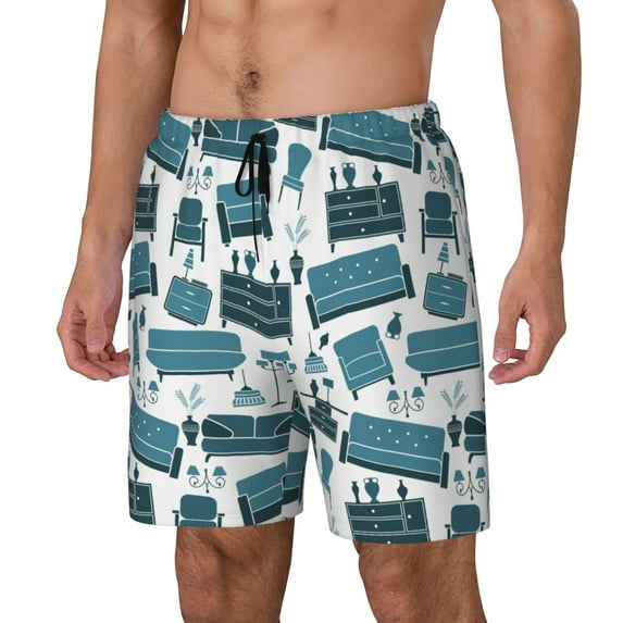 Fuzoiu Modern Furniture Print Men's Swim Shorts,Quick-Dry Double-Layer Swim Trunks,Board Trunks,Beach Shorts Swimwear Bathing Suits-XX-Large
