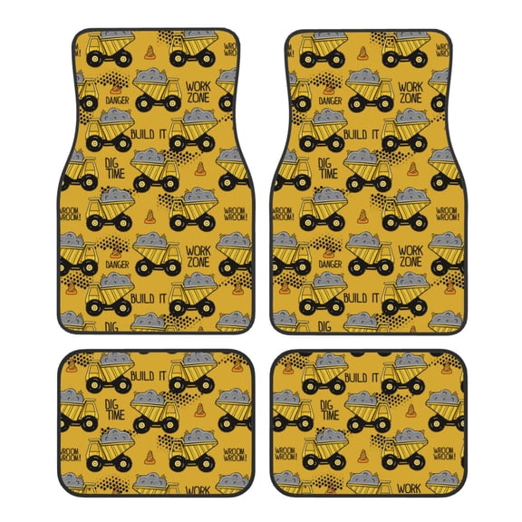 Fuzoiu Modern Truck Print Carpet Floor Mats for Car,Car Foot Mat Set,Universal Fit 4 Piece Mat Pad Set,Fits Most Cars Trucks Vans Sedans SUV Auto Carpet Mat Se