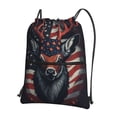 thumbnail image 1 of Fuzoiu Modern USA Deer Head Print Drawstring Backpack Water Resistant String Bag Sports Sackpack Gym Sack for Men Women, 1 of 2