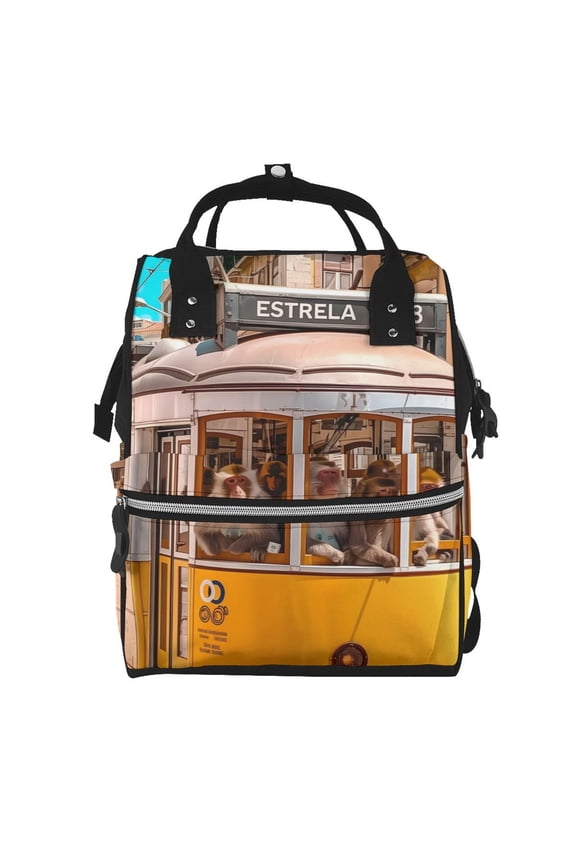 Modern Urban Monkey Print Diaper Bag Backpack,Baby Essentials Travel Tote,Multi function Waterproof Diaper Bag, Travel Essentials Baby Bag - Unisex
