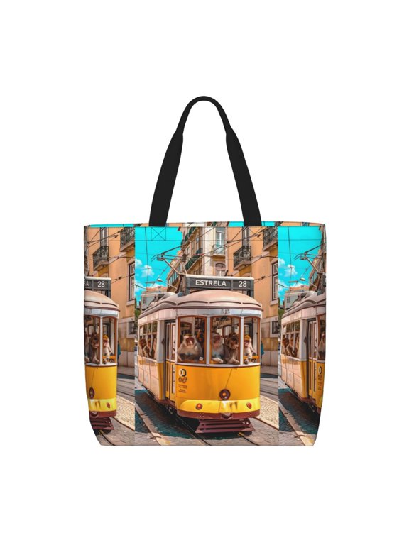 Modern Urban Monkey Print Durable Tote Bag,Shoulder Bag with Zipper Closure,Casual Tote's Handbag,for Daily Use, Shopping, School, Work