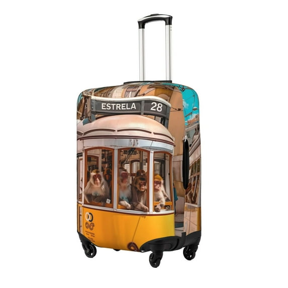 Fuzoiu Modern Urban Monkey Print Suitcase Cover,Washable Luggage Covers for Suitcase,Elastic Luggage Protector Cover,Scratch Resistant Travel Suitcase Covers-Medium