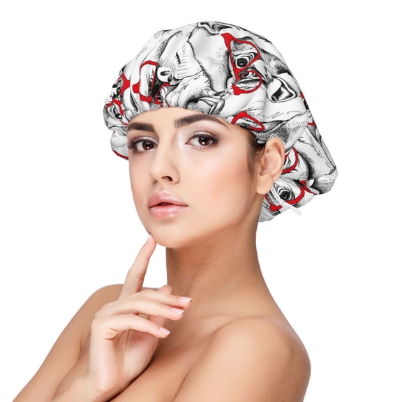 Fuzoiu Monkey Print Adults Satin Sleeping Cap,Satin Bonnet,Silk Bonnet,Hair Bonnet for Sleeping,Hair Bonnets for Women Curly Natural Hair