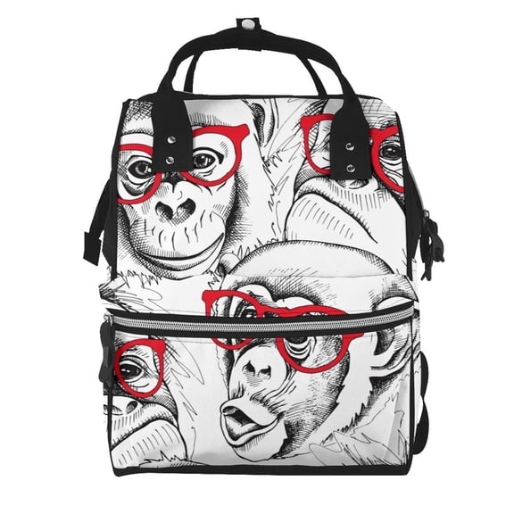 Fuzoiu Monkey Print Diaper Bag Backpack,Baby Essentials Travel Tote,Multi function Waterproof Diaper Bag, Travel Essentials Baby Bag - Unisex