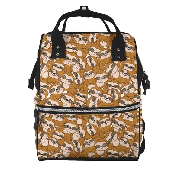 Fuzoiu Monkey Sloth Print Diaper Bag Backpack,Baby Essentials Travel Tote,Multi function Waterproof Diaper Bag, Travel Essentials Baby Bag - Unisex