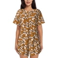 thumbnail image 1 of Fuzoiu Monkey Sloth Print Women's Short-Sleeved Pajama Set,Lounge Sleepwear Set,Womens Pajama Sets 2 Piece,Button-Up Top and Shorts with Pockets-4X-Large, 1 of 7