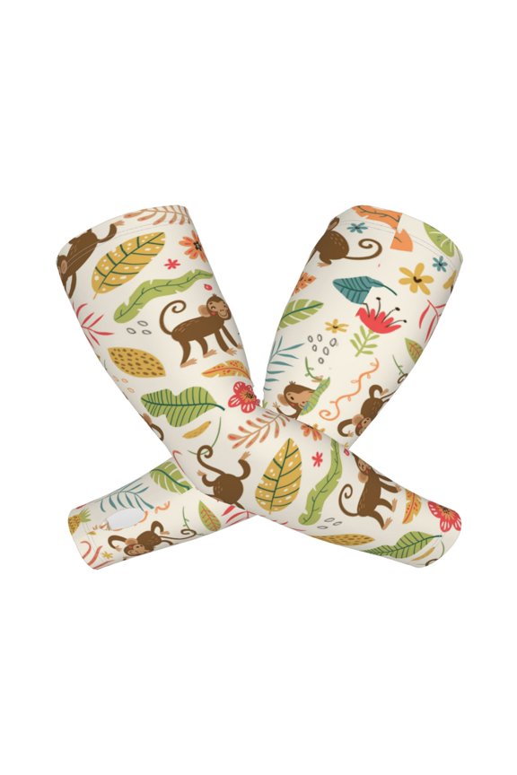 Monkeys in the Jungle Print Cooling Sleeves for Sun Protection,UV Cooling Sleeves,Cooling Arm Sleeves for Men & Women,Ideal for Outdoor Activitie