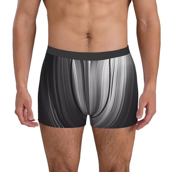 Fuzoiu Monochrome Abstract Lines Print Men's Ultra Breathable Underwear,No Riding Up Boxer Briefs with ComfortFlexible Waistband-Large