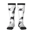 thumbnail image 1 of Fuzoiu Monochrome Flying Ravens Print Adult Stockings,Crew Socks,Unisex Fashion Socks, Casual Sports Socks,Comfortable Crew Socks for Everyday Wear and Sports, 1 of 6